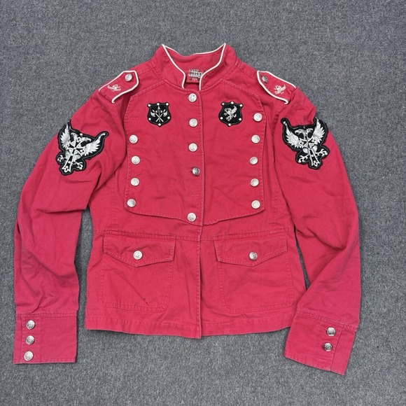 Raw Blue Other - Raw Blue Military Jacket Large Red Embroidered Patch Button Coat